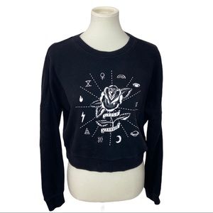 Gypsy Warrior Cropped Black Graphic Sweatshirt